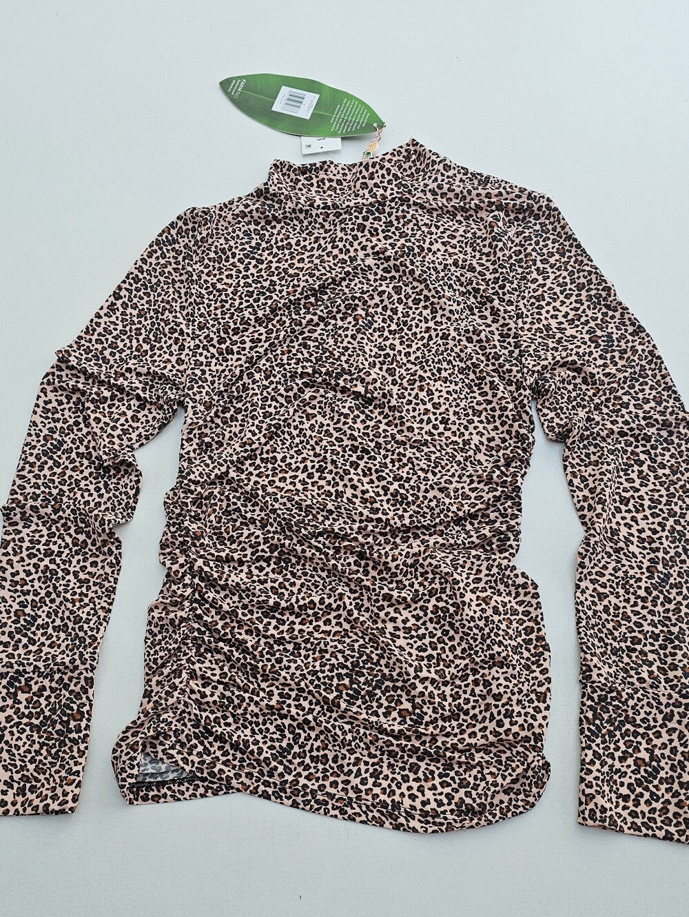 Farm Rio Baby Leopard Print Mock Neck Blouse Top
